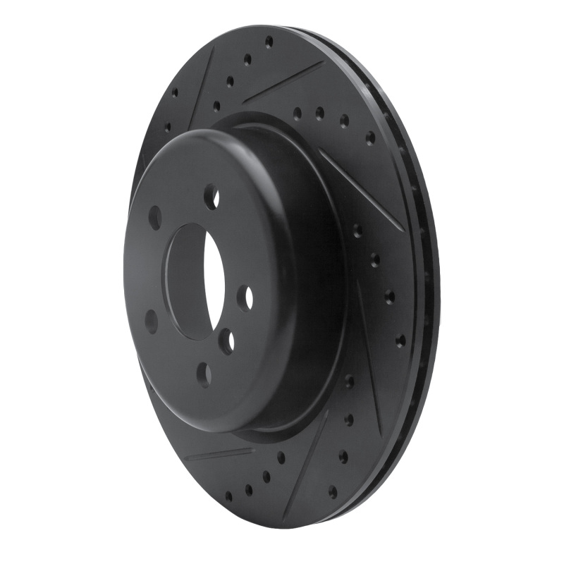 BMW 535I Brake Rotor (1) - Rear Left - R1 Concepts - Drilled & Slotted - Black - `11-`16